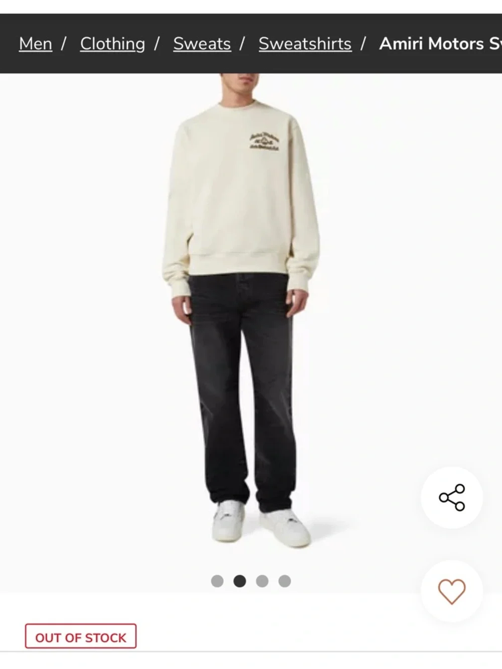 Amiri Cream Crewneck Sweatshirt with Amiri Motors Embroidery - Picture 14 of 15